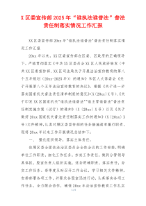 X区委宣传部2026年“谁执法谁普法”普法责任制落实情况工作汇报