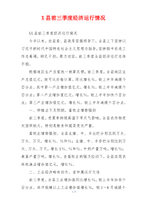 X县前三季度经济运行情况