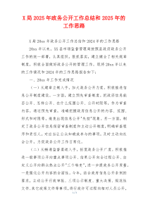 X局2026年政务公开工作总结和2026年的工作思路