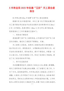 X市林业局2026年创建“五好”关工委自查报告