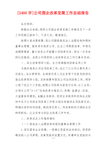 [2400字]公司国企改革发展工作总结报告