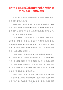 [2800字]国企党的建设会议精神贯彻落实情况“回头看”的情况报告