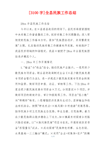 [3100字]全县民族工作总结