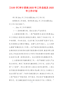 [3100字]审计系统2026年工作总结及2026年工作计划