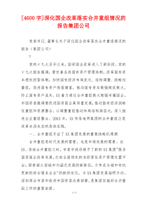 [4600字]深化国企改革落实合并重组情况的报告集团公司