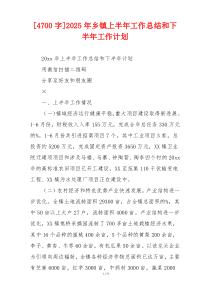 [4700字]2026年乡镇上半年工作总结和下半年工作计划