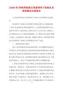 [5000字]学校贯彻执行党委领导下的校长负责制情况自查报告
