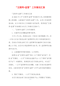 “互联网+监管”工作情况汇报