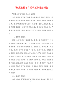 “制度执行年”活动工作总结报告