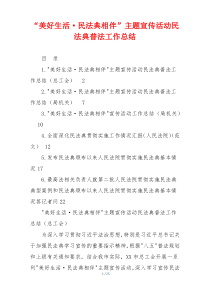 “美好生活·民法典相伴”主题宣传活动民法典普法工作总结