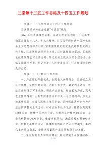 三堂镇十三五工作总结及十四五工作规划