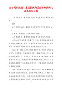 三年混改赋能、重组质变为国企带来新变化改革报告2篇