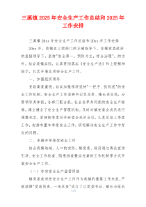 三溪镇2026年安全生产工作总结和2026年工作安排