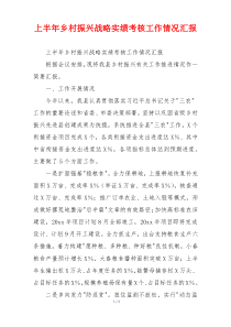 上半年乡村振兴战略实绩考核工作情况汇报