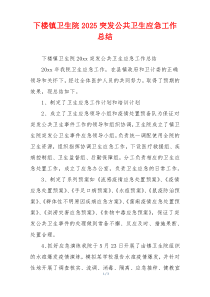 下楼镇卫生院2026突发公共卫生应急工作总结