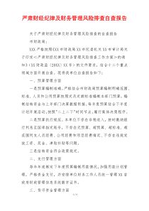 严肃财经纪律及财务管理风险排查自查报告