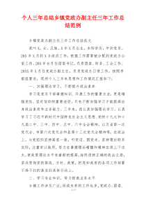 个人三年总结乡镇党政办副主任三年工作总结范例