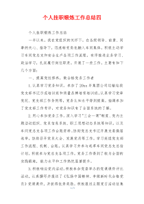 个人挂职锻炼工作总结四