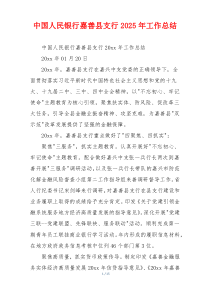 中国人民银行嘉善县支行2026年工作总结