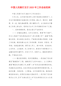 中国人民银行支行2026年工作总结范例