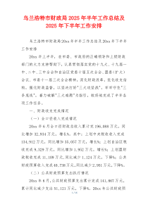 乌兰浩特市财政局2026年半年工作总结及2026年下半年工作安排