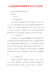 乐安县民政局扫黑除恶专项斗争工作总结