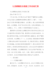 九龙湖镇抗台抢险工作总结汇报