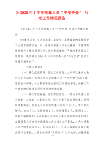 乡2026年上半年吸毒人员“平安关爱” 行动工作情况报告