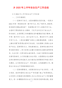 乡2026年上半年安全生产工作总结