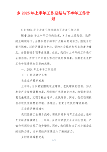 乡2026年上半年工作总结与下半年工作计划