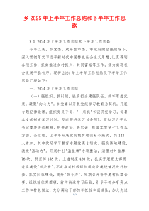 乡2026年上半年工作总结和下半年工作思路