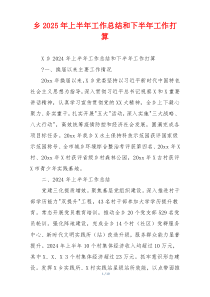 乡2026年上半年工作总结和下半年工作打算