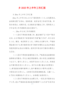 乡2026年上半年工作汇报