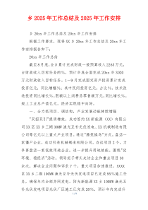 乡2026年工作总结及2026年工作安排