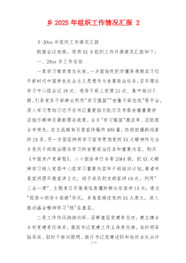 乡2026年组织工作情况汇报 2
