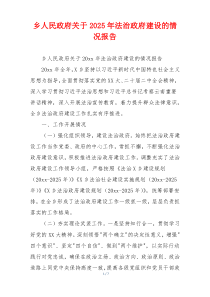 乡人民政府关于2026年法治政府建设的情况报告