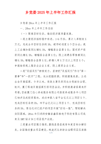 乡党委2026年上半年工作汇报