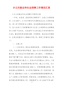 乡公共就业和社会保障工作情况汇报