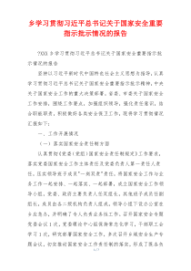 乡学习贯彻习近平总书记关于国家安全重要指示批示情况的报告