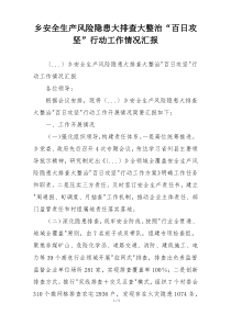 乡安全生产风险隐患大排查大整治“百日攻坚”行动工作情况汇报