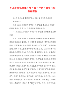 乡开展优化营商环境“暖心行动”监督工作总结报告