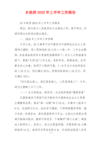 乡政府2026年上半年工作报告