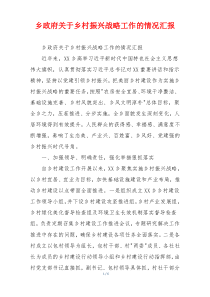 乡政府关于乡村振兴战略工作的情况汇报