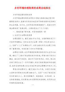 乡村环境治理取得的成果总结报告
