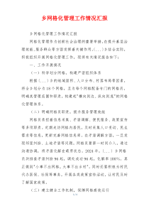 乡网格化管理工作情况汇报