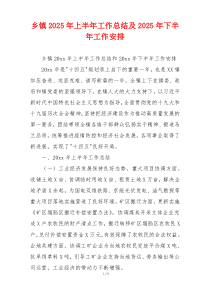 乡镇2026年上半年工作总结及2026年下半年工作安排