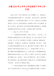 乡镇2026年上半年工作总结和下半年工作计划