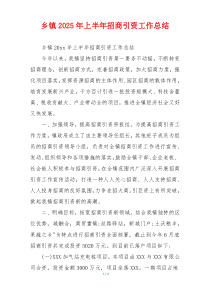 乡镇2026年上半年招商引资工作总结