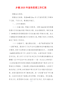 乡镇2026年宣传思想工作汇报