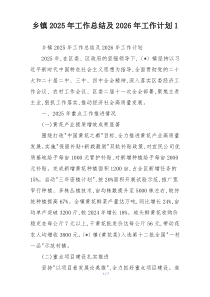 乡镇2026年工作总结及2026年工作计划1